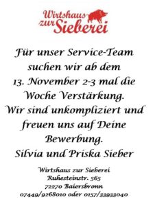 Servicekraft gesucht